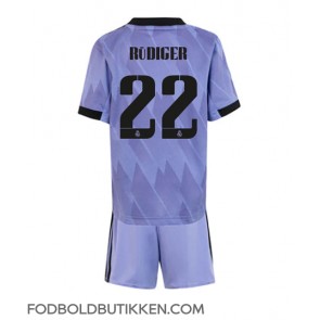 Real Madrid Antonio Rudiger #22 Udebanetrøje Børn 2022-23 Kortærmet (+ Korte bukser)